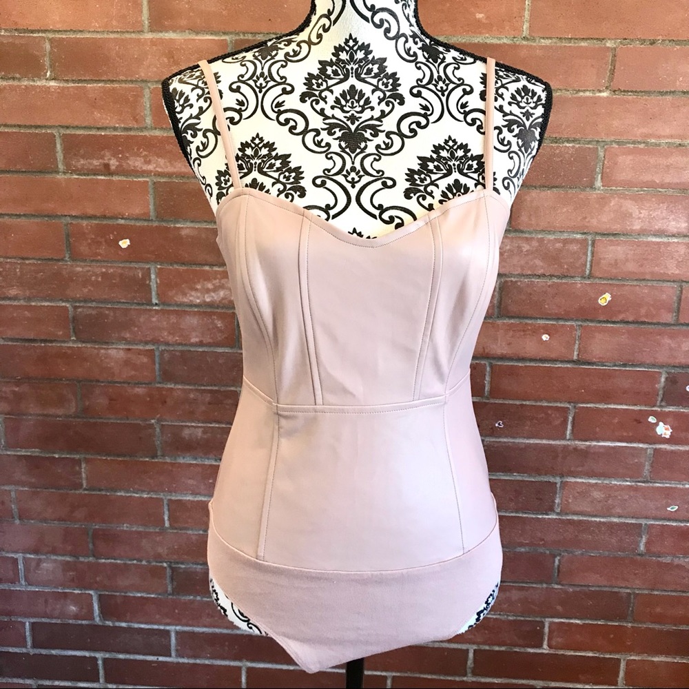 GUESS Kiva Faux Leather Bodysuit Rosy Violet medium